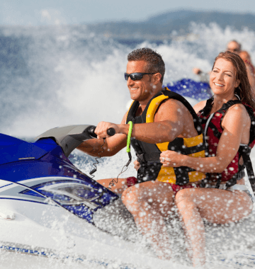 A couple on a jet ski